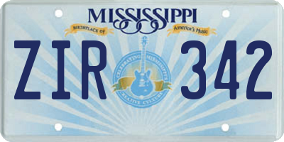 MS license plate ZIR342