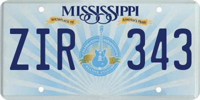 MS license plate ZIR343