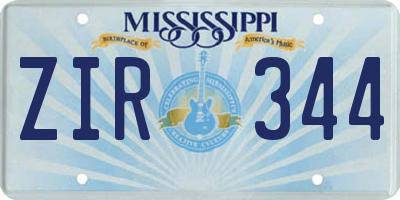 MS license plate ZIR344