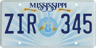 MS license plate ZIR345