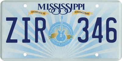 MS license plate ZIR346