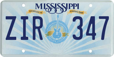 MS license plate ZIR347