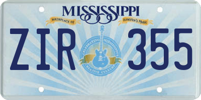 MS license plate ZIR355