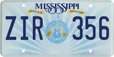 MS license plate ZIR356