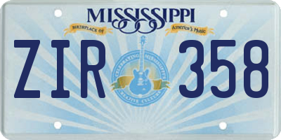 MS license plate ZIR358