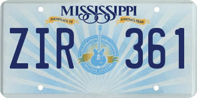 MS license plate ZIR361