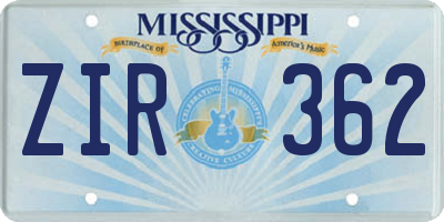 MS license plate ZIR362