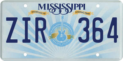 MS license plate ZIR364