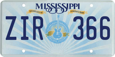 MS license plate ZIR366