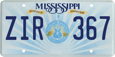 MS license plate ZIR367