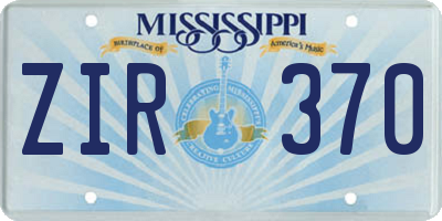 MS license plate ZIR370