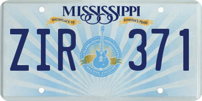 MS license plate ZIR371