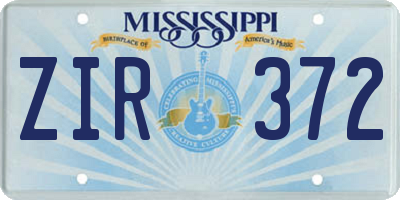 MS license plate ZIR372