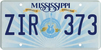 MS license plate ZIR373