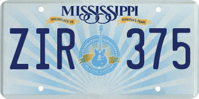 MS license plate ZIR375