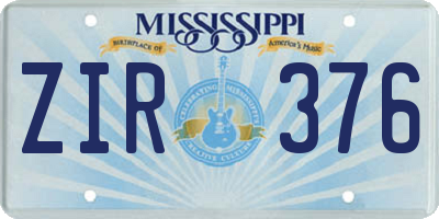 MS license plate ZIR376