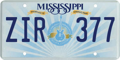 MS license plate ZIR377