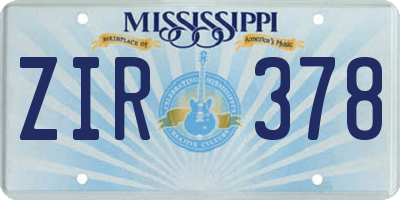 MS license plate ZIR378