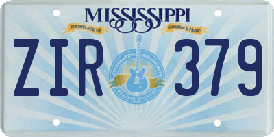 MS license plate ZIR379