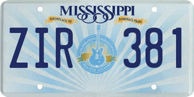 MS license plate ZIR381