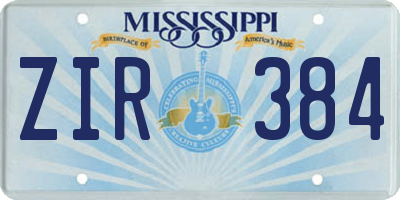 MS license plate ZIR384
