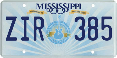 MS license plate ZIR385
