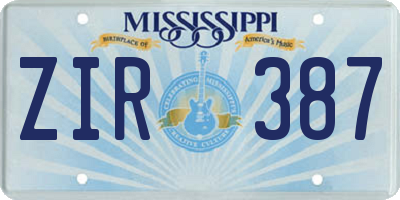 MS license plate ZIR387