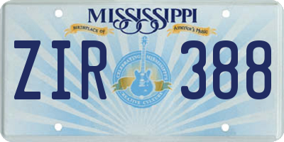 MS license plate ZIR388