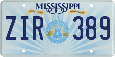 MS license plate ZIR389
