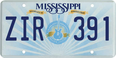 MS license plate ZIR391