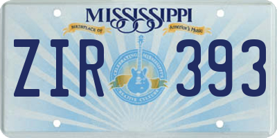 MS license plate ZIR393