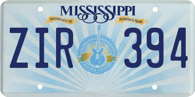 MS license plate ZIR394