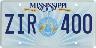 MS license plate ZIR400