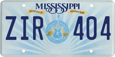 MS license plate ZIR404