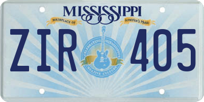 MS license plate ZIR405