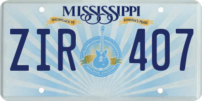MS license plate ZIR407