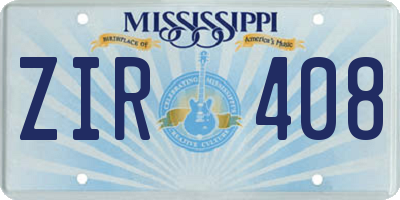 MS license plate ZIR408