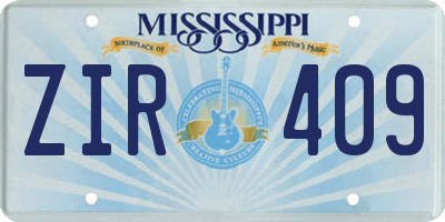 MS license plate ZIR409