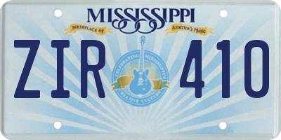 MS license plate ZIR410