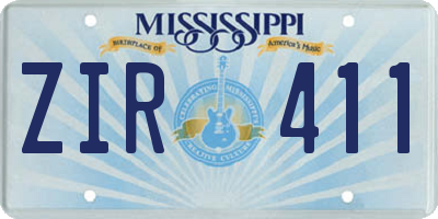 MS license plate ZIR411