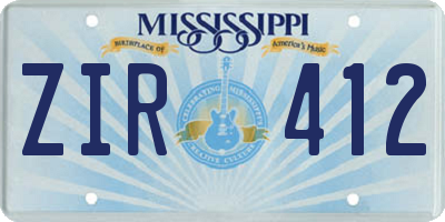 MS license plate ZIR412