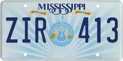 MS license plate ZIR413