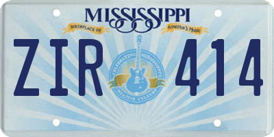 MS license plate ZIR414
