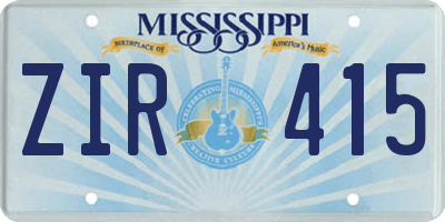 MS license plate ZIR415