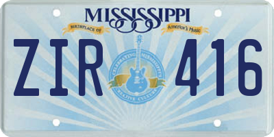 MS license plate ZIR416