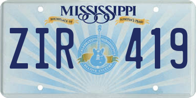 MS license plate ZIR419