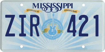 MS license plate ZIR421