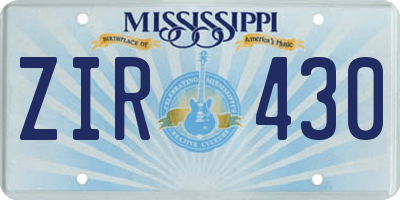 MS license plate ZIR430