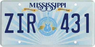 MS license plate ZIR431