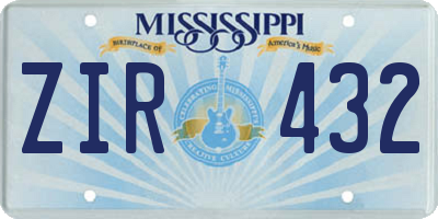 MS license plate ZIR432